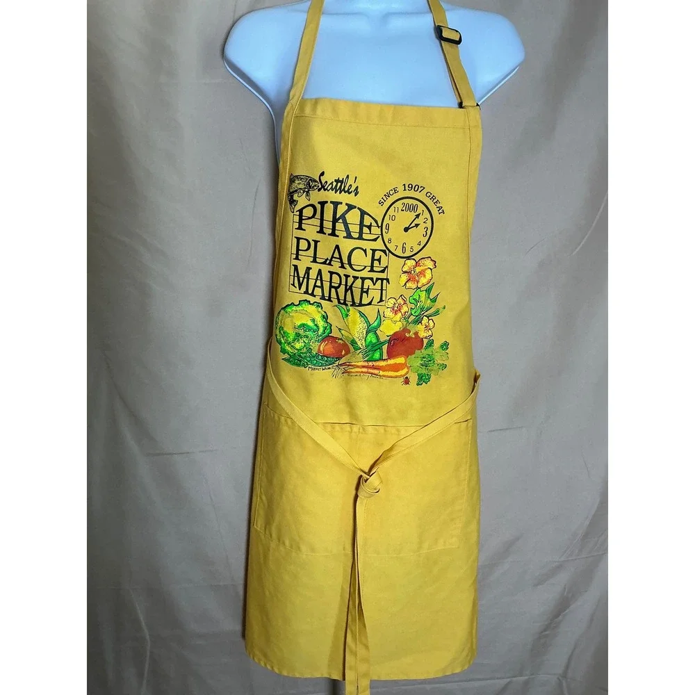 Fame Fabrics Seattle Pike Place Market Apron Unisex OS Yellow Good Graphic USA